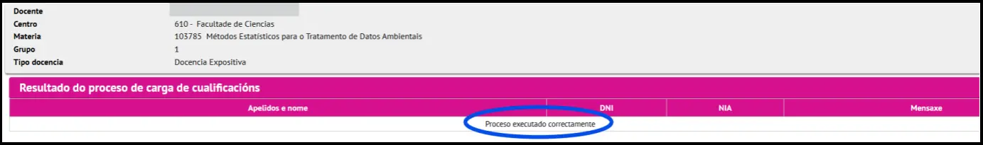 Aviso carga correcta