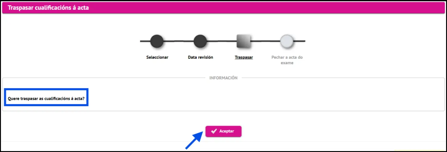 Confirmación do traspaso de cualificacións