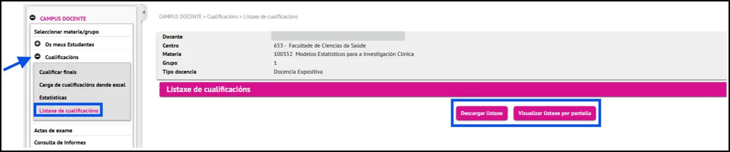 Listaxe cualificacións